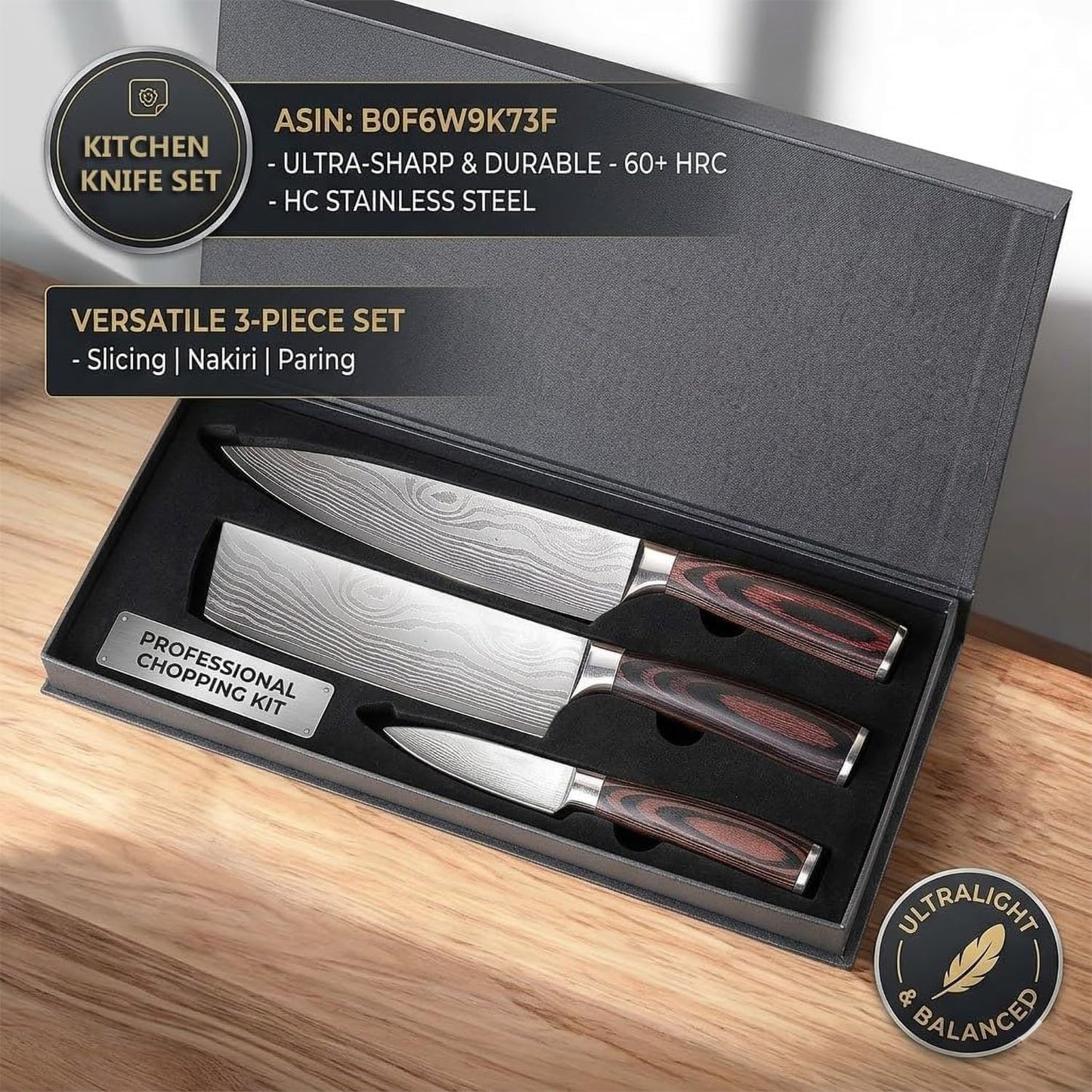 7" Nakiri Knife, High Carbon Stainless Steel Vegetable Cleaver | Razor-sharp multipurpose blade for meat & veggies, non-slip handle, premium gift box, perfect housewarming gift