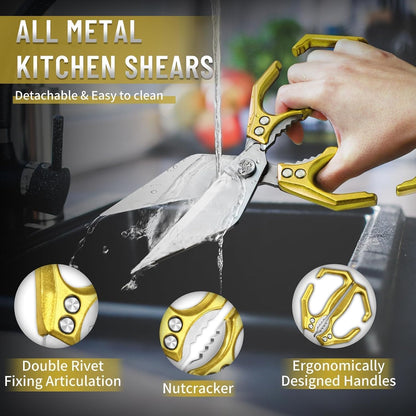 Heavy Duty Poultry Shears for Food with Red Ergonomic Handle