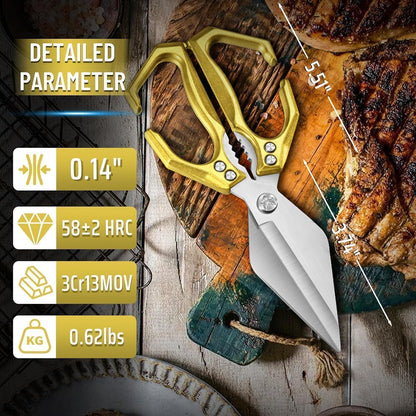 Heavy Duty Poultry Shears for Food with Red Ergonomic Handle