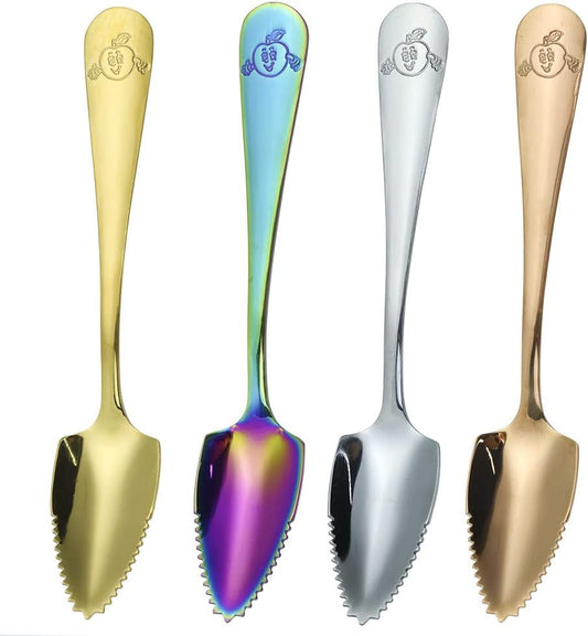 4 Pack 4 Colors Grapefruit Spoons fruit Knife， 6.1 inch Metal Stainless Steel rainbow Grapefruit Spoons fruit knife set of 4