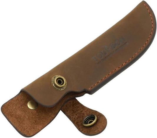Leather Fixed Blade Knife Sheath Fits Blades Up to 4-inch | Belt Carrier Knife Holster Cover with Snap Closure for Hunting, Camping, Fishing, Hiking