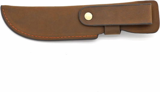 Leather Fixed Blade Knife Sheath Fits Blades Up to 4-inch | Belt Carrier Knife Holster Cover with Snap Closure for Hunting, Camping, Fishing, Hiking