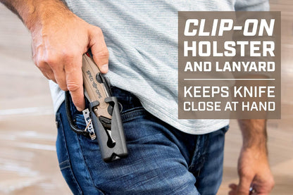 Tools Safety Knife Box Cutter, Self-Retracting Utility Knife for Warehouse & Cardboard Cutting with Holster and Lanyard