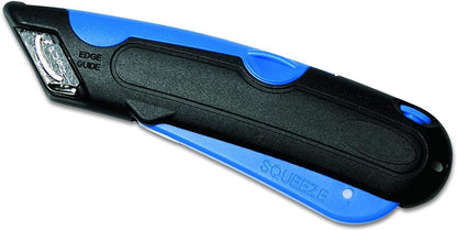 Self-Retracting Blade Safety Cutter, Left and Right Edge Guide, 3 Depth Setting, Preloaded with 3 Blades - Black/Blue (VC900)