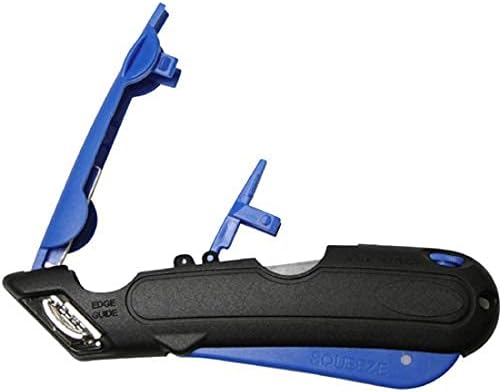 Self-Retracting Blade Safety Cutter, Left and Right Edge Guide, 3 Depth Setting, Preloaded with 3 Blades - Black/Blue (VC900)