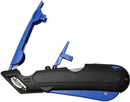 Self-Retracting Blade Safety Cutter, Left and Right Edge Guide, 3 Depth Setting, Preloaded with 3 Blades - Black/Blue (VC900)