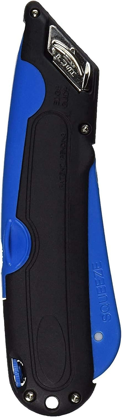 Self-Retracting Blade Safety Cutter, Left and Right Edge Guide, 3 Depth Setting, Preloaded with 3 Blades - Black/Blue (VC900)