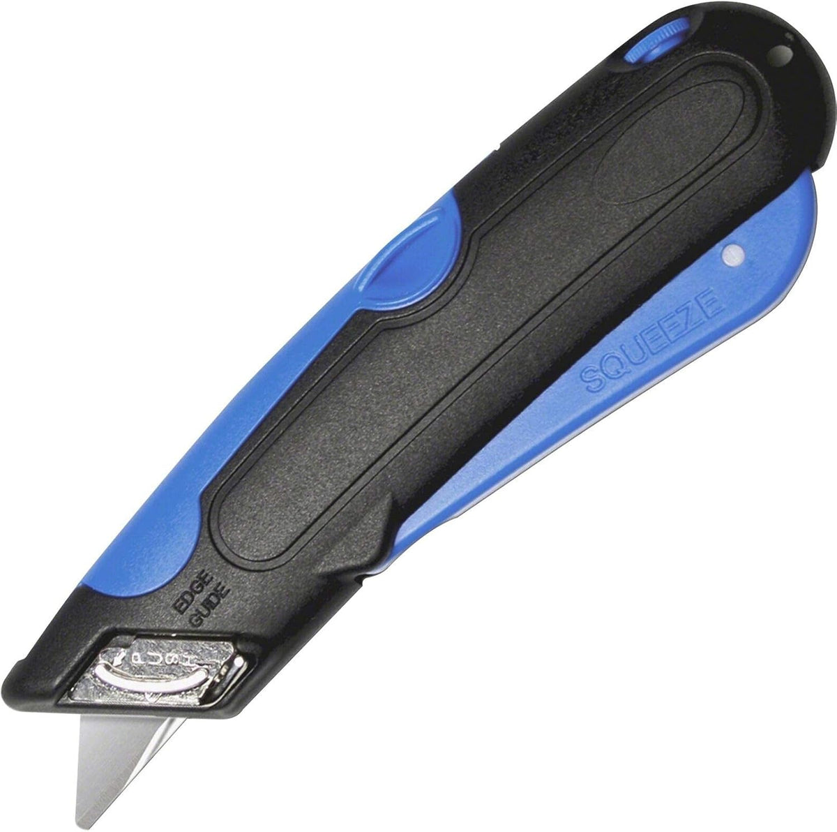 Self-Retracting Blade Safety Cutter, Left and Right Edge Guide, 3 Depth Setting, Preloaded with 3 Blades - Black/Blue (VC900)