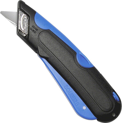 Self-Retracting Blade Safety Cutter, Left and Right Edge Guide, 3 Depth Setting, Preloaded with 3 Blades - Black/Blue (VC900)