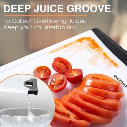 Extra Large Cutting Boards, Plastic Cutting Boards for Kitchen (Set of 4) Cutting Board Set Dishwasher Safe Chopping Board with Juice Grooves Easy-Grip Handles, Black
