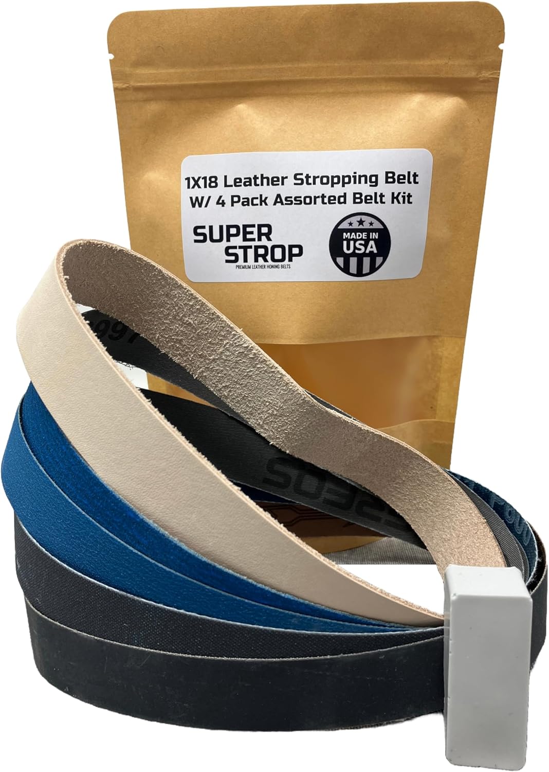 1 X 18 inch Assorted Sharpening Belt Kit with Leather Honing Strop Belt