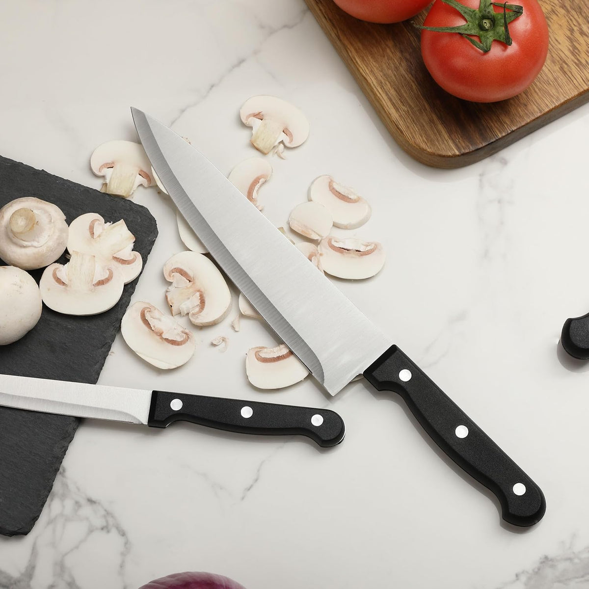 Kitchen Knife Set, 14 pcs, Stainless Steel Knife Set with Block and Sharpener