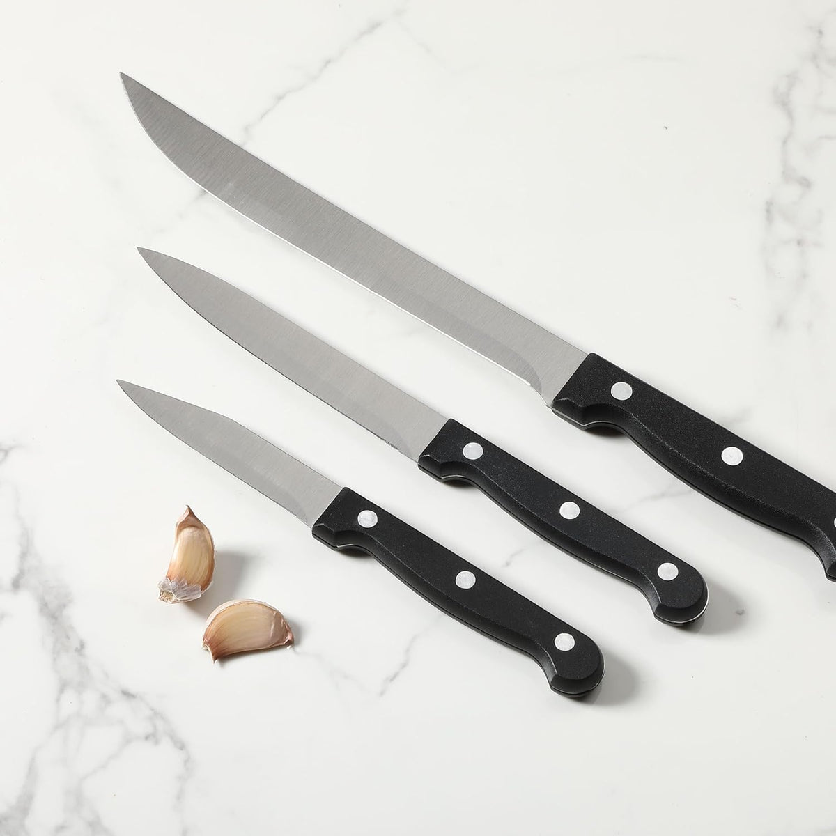 Kitchen Knife Set, 14 pcs, Stainless Steel Knife Set with Block and Sharpener