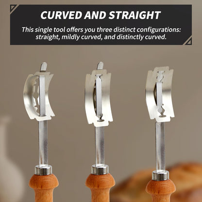 Bread Lame Sourdough Scoring Tool - Dough Scorer Cutter Knife with 10 Stainless Steel Razor Blades, Finger Sleeves and Protective Cover, Essential Baking Supplies for French Baguttes & Homemade Bread