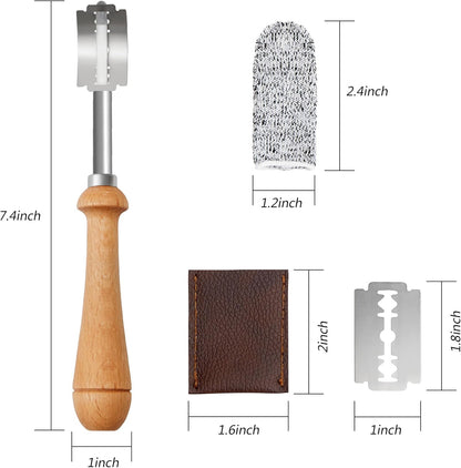 Bread Lame Sourdough Scoring Tool - Dough Scorer Cutter Knife with 10 Stainless Steel Razor Blades, Finger Sleeves and Protective Cover, Essential Baking Supplies for French Baguttes & Homemade Bread