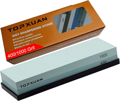 Knife Sharpening Stone 240/800 Grit 2 Sided Sharpener Whetstone,Professional Wetstone for Kitchen Knives Sharpener with Non-Slip Rubber,Orange Color Box Package