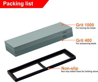 Knife Sharpening Stone 240/800 Grit 2 Sided Sharpener Whetstone,Professional Wetstone for Kitchen Knives Sharpener with Non-Slip Rubber,Orange Color Box Package