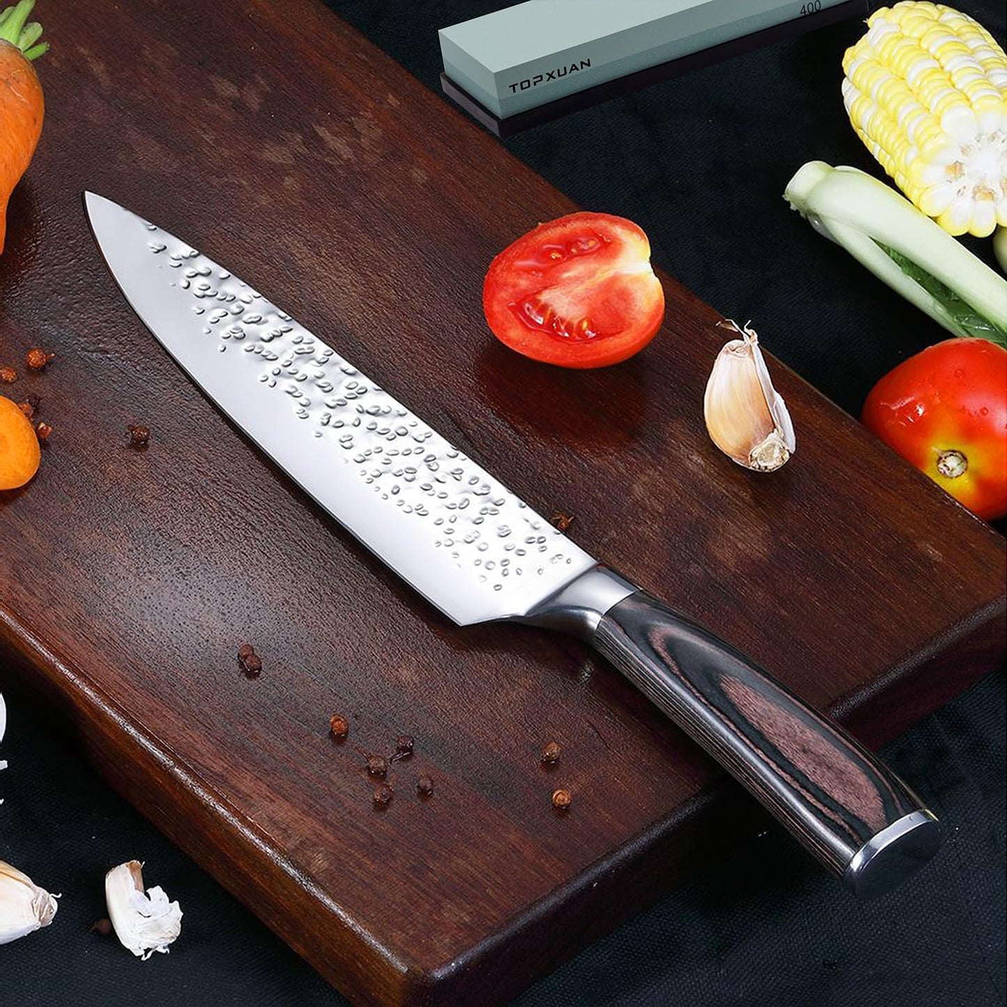 Knife Sharpening Stone 240/800 Grit 2 Sided Sharpener Whetstone,Professional Wetstone for Kitchen Knives Sharpener with Non-Slip Rubber,Orange Color Box Package