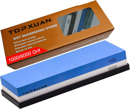 Knife Sharpening Stone 240/800 Grit 2 Sided Sharpener Whetstone,Professional Wetstone for Kitchen Knives Sharpener with Non-Slip Rubber,Orange Color Box Package