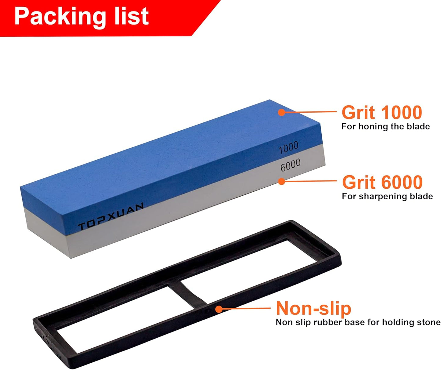 Knife Sharpening Stone 240/800 Grit 2 Sided Sharpener Whetstone,Professional Wetstone for Kitchen Knives Sharpener with Non-Slip Rubber,Orange Color Box Package