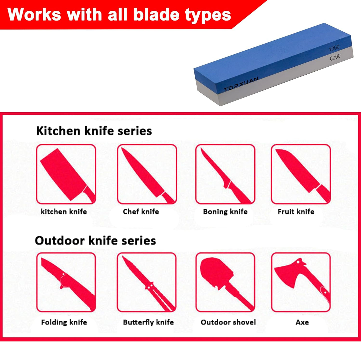 Knife Sharpening Stone 240/800 Grit 2 Sided Sharpener Whetstone,Professional Wetstone for Kitchen Knives Sharpener with Non-Slip Rubber,Orange Color Box Package