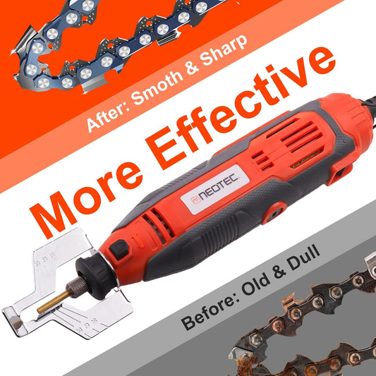 Electric Chainsaw Sharpener Kit On-Saw Quick Sharpening Tool with Angle Guide 6 Titanium Diamond Bits Restores Dull Chains in Minutes for Forestry Professionals and DIY Yard Work