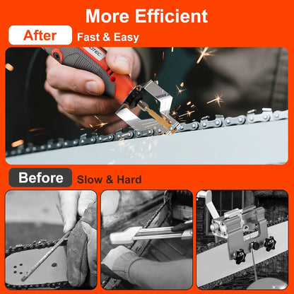 Electric Chainsaw Sharpener Kit On-Saw Quick Sharpening Tool with Angle Guide 6 Titanium Diamond Bits Restores Dull Chains in Minutes for Forestry Professionals and DIY Yard Work