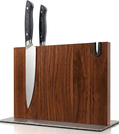 Magnetic Knife Block Stand XL with Built-in Knife Sharpener Wooden Magnetic Knife Holder for Kitchen Knife Storage Elegant and Sturdy Countertop Knife Stand Knife Magnet in Acacia Wood