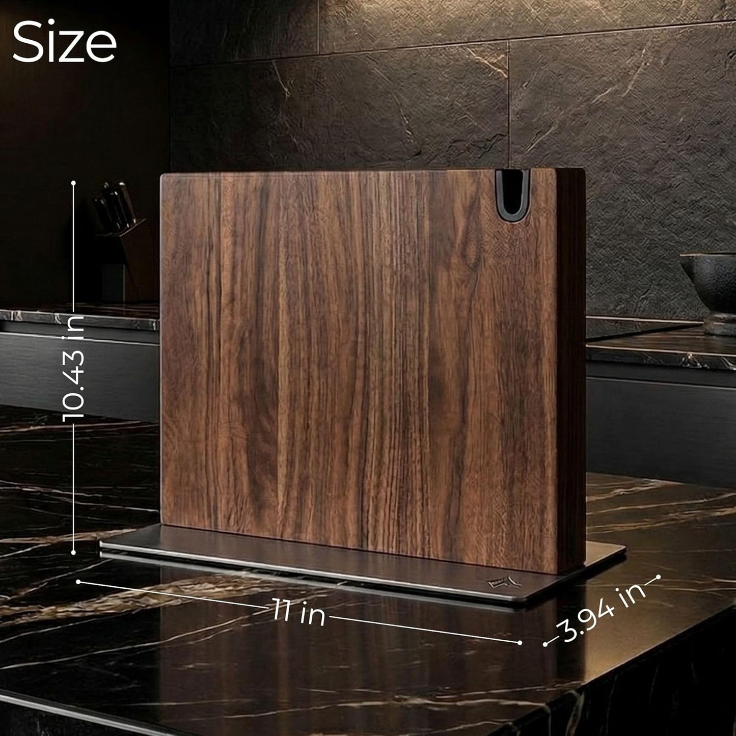 Magnetic Knife Block Stand XL with Built-in Knife Sharpener Wooden Magnetic Knife Holder for Kitchen Knife Storage Elegant and Sturdy Countertop Knife Stand Knife Magnet in Acacia Wood