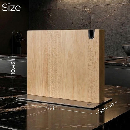 Magnetic Knife Block Stand XL with Built-in Knife Sharpener Wooden Magnetic Knife Holder for Kitchen Knife Storage Elegant and Sturdy Countertop Knife Stand Knife Magnet in Acacia Wood