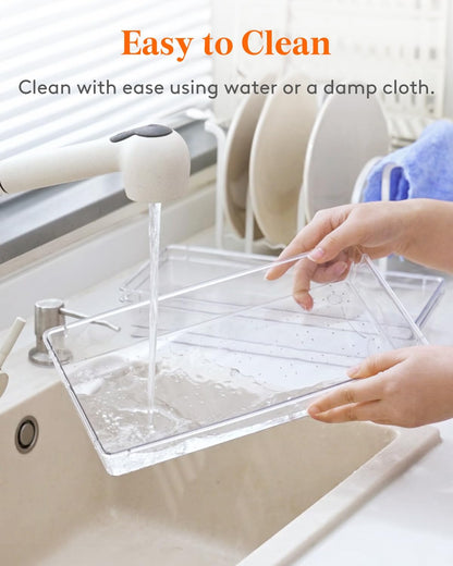 Silverware Drawer Organizer, 5.75" x 11.65" Clear Utensil Tray for Kitchen Drawer, Stackable Plastic Flatware and Cutlery Storage Box Divider for Spoons Forks Knives Tools, 2 Pack