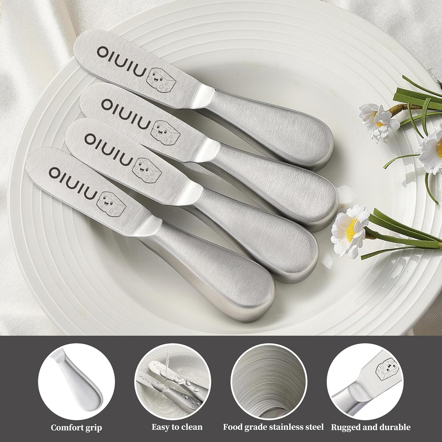 Butter Knife Spreader, Stainless Steel Butter Cheese Sandwich Spreader Knife, Spreaders for Butter, Cheese, Sandwhich, Peanut, Jam (Unique Pattern)