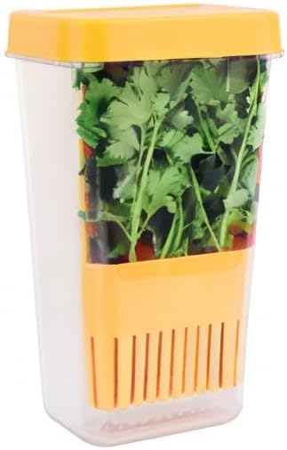 Herb Keeper Set: 3 Pack Herb Saver+1 Pack Herb Scissors+2 Pack Herb Stripper, BPA-Free Plastic Herb Container for Cilantro, Mint & Asparagus, Keeps Fresh Herbs for 3 Times Longer