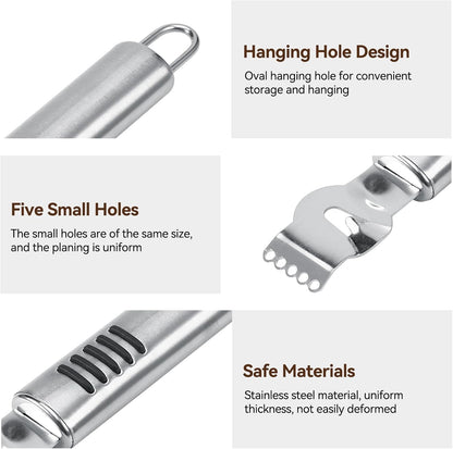 Stainless Steel Lemon Zester Grater, Lemon Zester Tool with Channel Knife Citrus Zester Lemon Peeler for Cocktails, Stainless Steel Lemon Lime Orange Peeler Fruit Zester Citrus Scraper