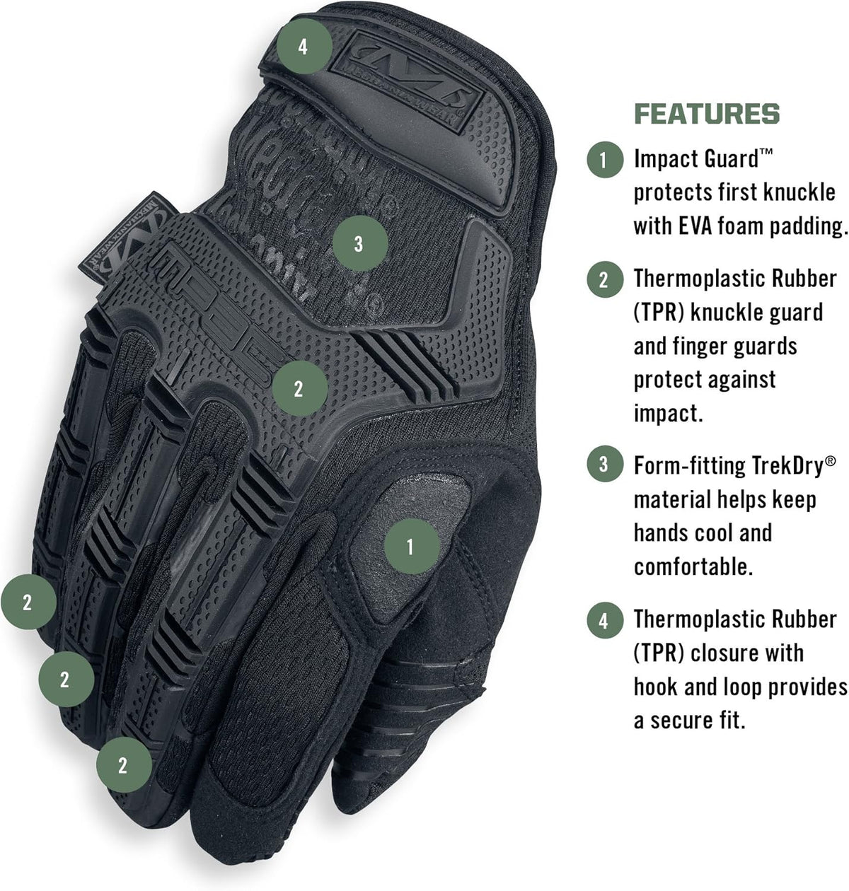 M-Pact Covert Tactical Gloves, Large, Black | Touchscreen-Capable Safety Gloves with Impact Protection, Vibration Absorption & a Secure Fit for Men