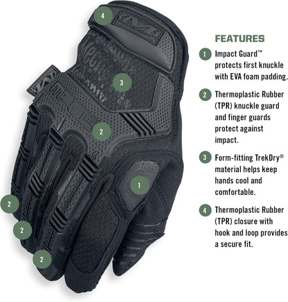M-Pact Covert Tactical Gloves, Large, Black | Touchscreen-Capable Safety Gloves with Impact Protection, Vibration Absorption & a Secure Fit for Men
