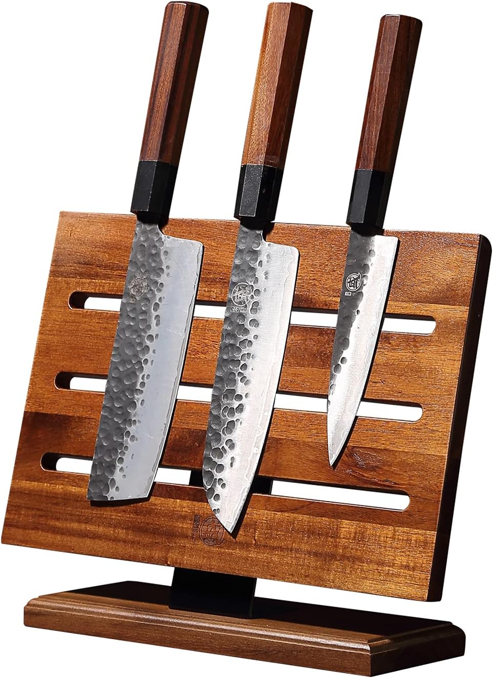 12.5-Inch Acacia Wood Countertop Magnetic Knife Holder | 1200 Gauss Magnetic Core, Double-Sided Knife Storage, Fine-Sanded Wood Grain, Anti-Slip Base
