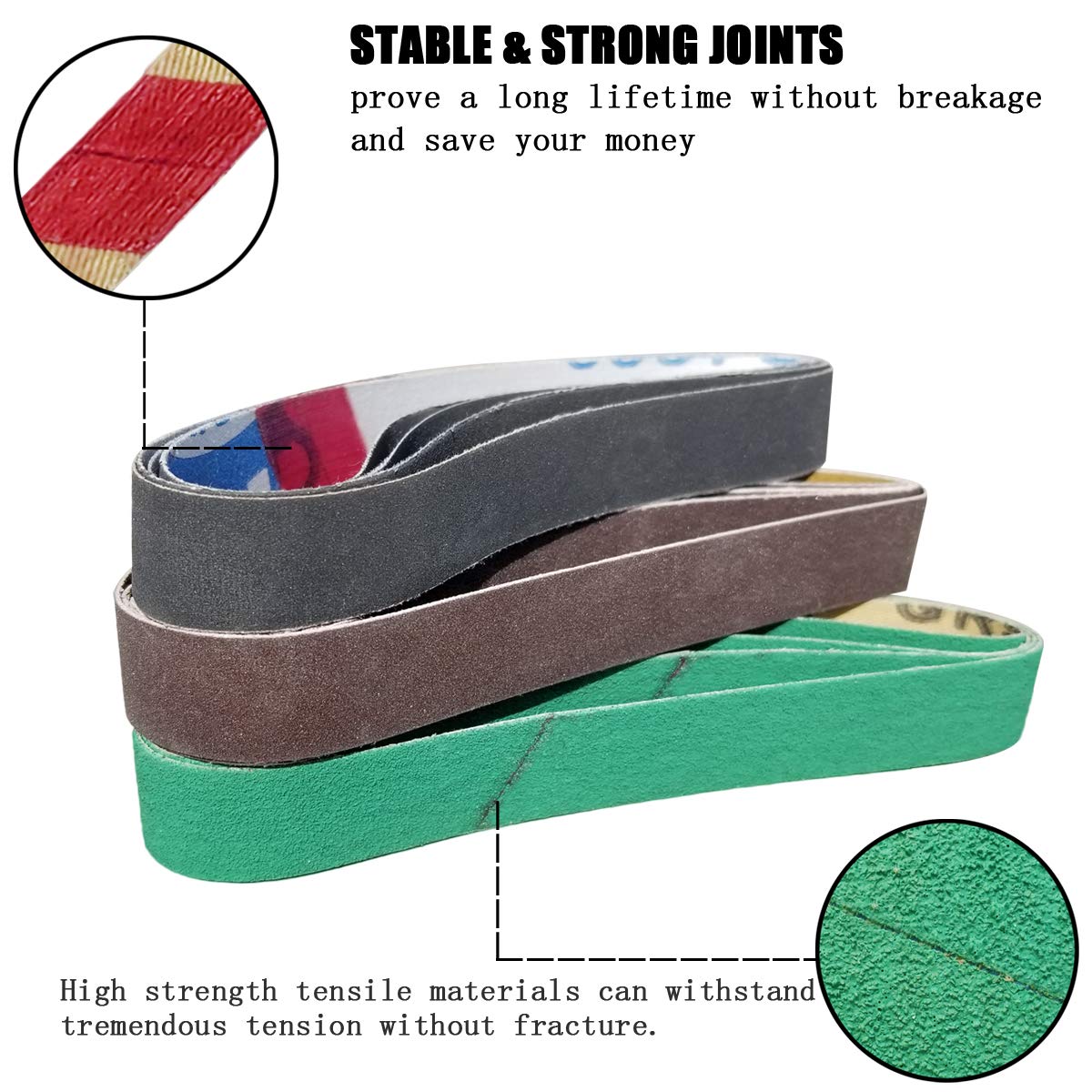24 Pcs 1/2" x 12" Replacement Belt Kit for Work Sharp Original Knife & Tool Sharpener and Combo Knife Sharpener (WSKTS & WSKTS-KT) - 80/120/240/400/1000/1200 Grits.