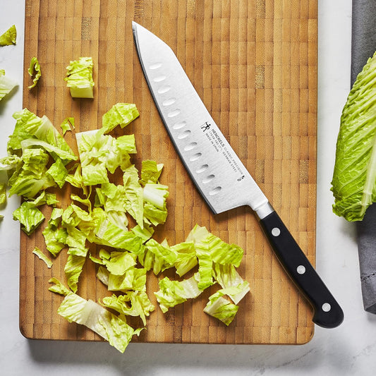 Classic Precision Razor-Sharp Hollow Edge Rocking Santoku Knife 7 Inch, German Engineered Informed by 100+ Years of Mastery
