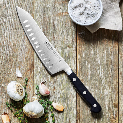 Classic Precision Razor-Sharp Hollow Edge Rocking Santoku Knife 7 Inch, German Engineered Informed by 100+ Years of Mastery