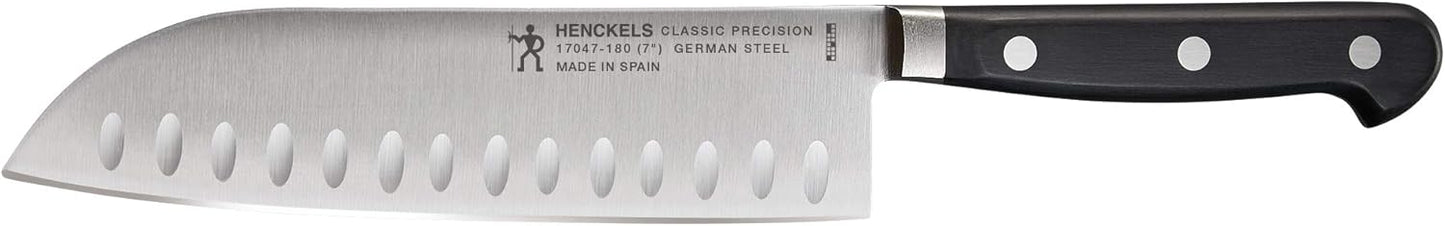 Classic Precision Razor-Sharp Hollow Edge Rocking Santoku Knife 7 Inch, German Engineered Informed by 100+ Years of Mastery