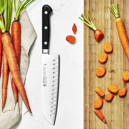 Classic Precision Razor-Sharp Hollow Edge Rocking Santoku Knife 7 Inch, German Engineered Informed by 100+ Years of Mastery