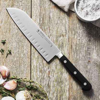 Classic Precision Razor-Sharp Hollow Edge Rocking Santoku Knife 7 Inch, German Engineered Informed by 100+ Years of Mastery