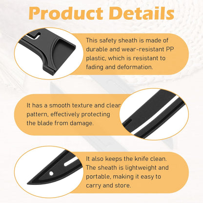 2 Pcs PP Safety Knife Cover Sleeves Plastic Kitchen Knife Sheath for 6" Boning Knives Blade Protector Universal Knives Guard for Kitchen (Black)