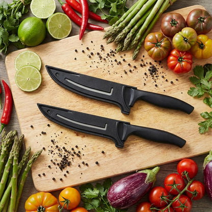 2 Pcs PP Safety Knife Cover Sleeves Plastic Kitchen Knife Sheath for 6" Boning Knives Blade Protector Universal Knives Guard for Kitchen (Black)