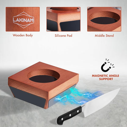 Rolling Knife Sharpener | Kitchen Knife Sharpening Kit | Magnetic holder with 15°, 18°, 20° & 22° angles and dual diamond discs for fast, precise knife sharpening