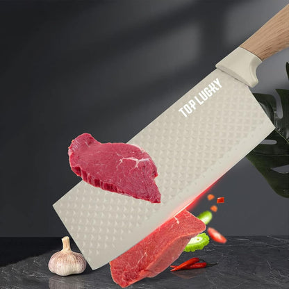 Kitchen Knife Set, 6-Pieces Khaki Sharp Knife Block Sets for Kitchen, Non-stick Non-slip Stainless Steel Chef knives with Universal Block Suitable for Home Restaurant (Khaki)