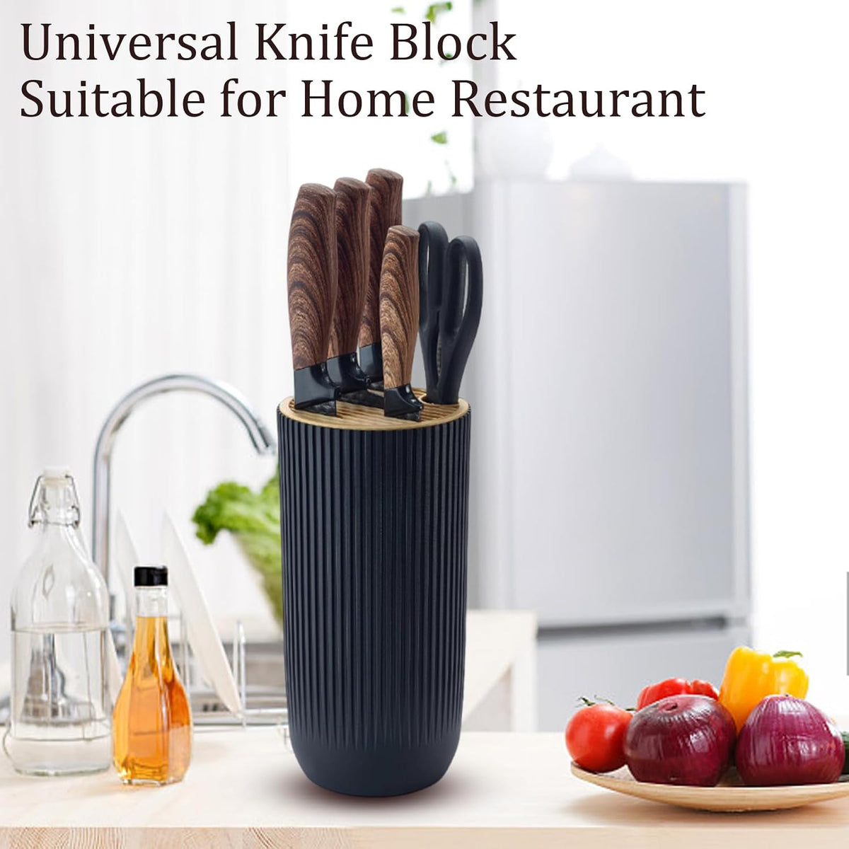 Kitchen Knife Set, 6-Pieces Khaki Sharp Knife Block Sets for Kitchen, Non-stick Non-slip Stainless Steel Chef knives with Universal Block Suitable for Home Restaurant (Khaki)