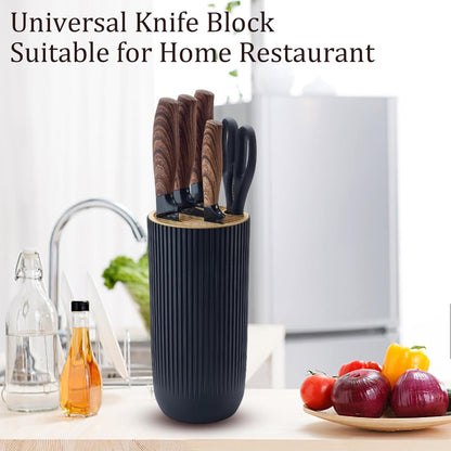Kitchen Knife Set, 6-Pieces Khaki Sharp Knife Block Sets for Kitchen, Non-stick Non-slip Stainless Steel Chef knives with Universal Block Suitable for Home Restaurant (Khaki)