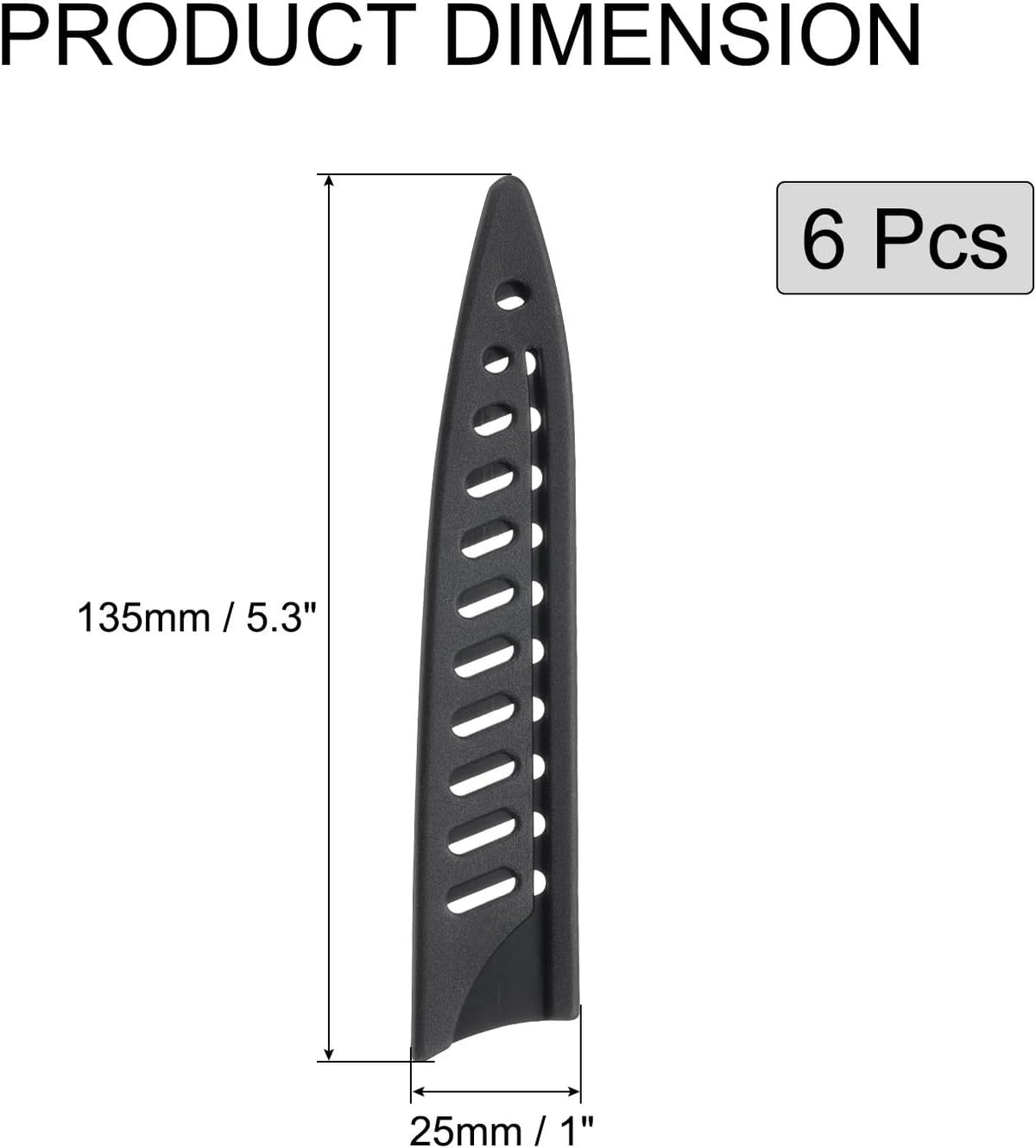 6 Pcs Knife Cover Sleeves, 5.3" x 1" PP Knives Edge Guard Blade Protector Universal Knife Sheath for Home Kitchen, Black
